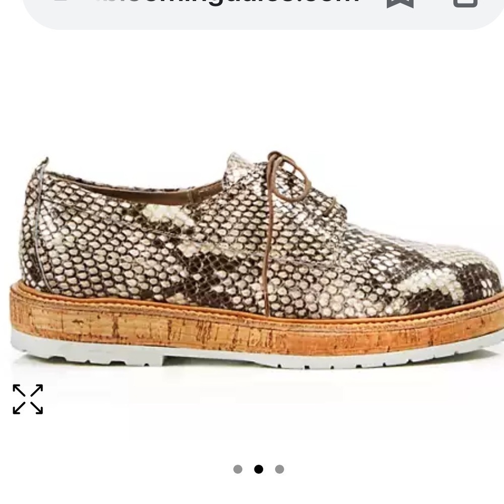 AGL Women's Leather Snakeskin Python Print Lace-Up Cork Platform Oxfords - Picture 10 of 10